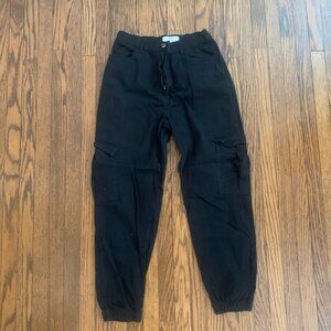 Black womens cargo pants Ardene size large medium pockets joggers